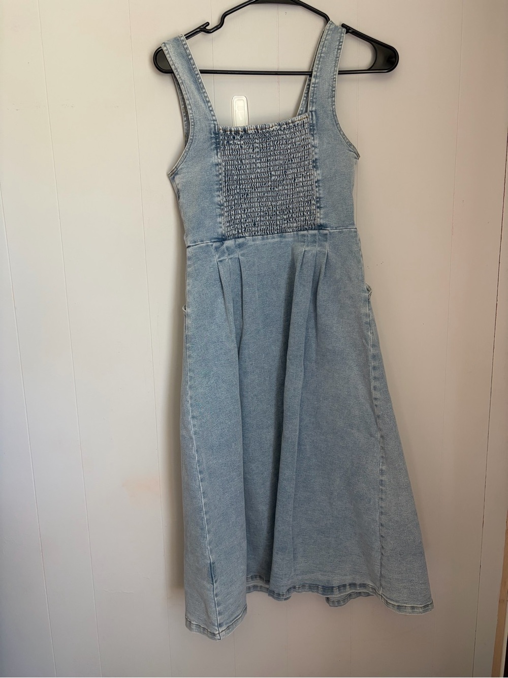 Light Blue Denim Button-Front Midi Dress - Picture 4 of 6